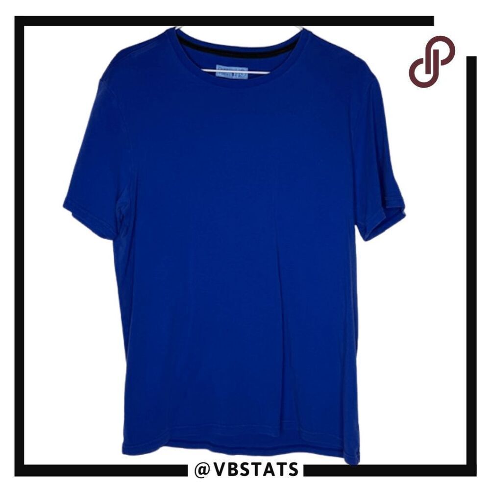 Outdoor Voices Mens Cotton Short‎ Sleeve Performance Athletic T-Shirt Blue Large